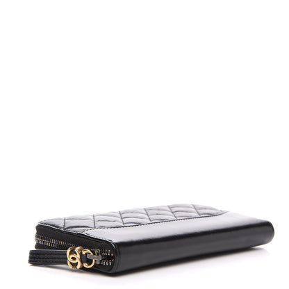 Chanel Aged Calfskin Quilted Small Gabrielle Zip Around Wallet Black 3 of 8