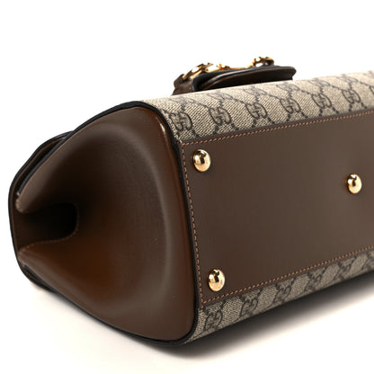 Gucci GG Supreme Monogram Calfskin Medium Horsebit 1955 Top Handle Bag Beige Ebony Brown Sugar 10 of 11