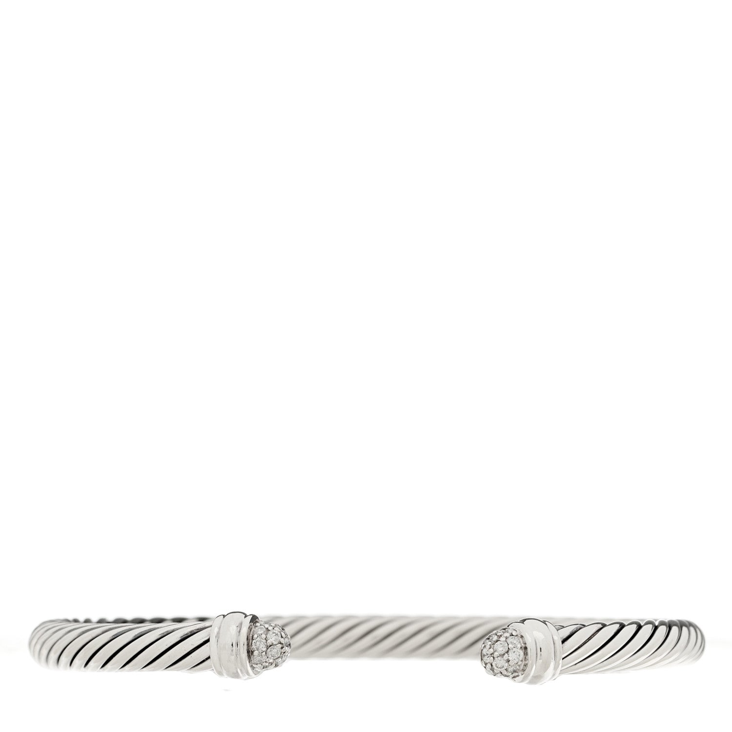 David Yurman Sterling Silver Pave Diamond 5mm Cable Classics Bracelet 1 of 3