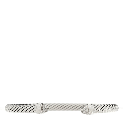 David Yurman Sterling Silver Pave Diamond 5mm Cable Classics Bracelet 1 of 3