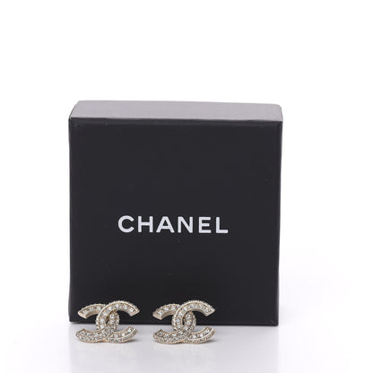 Chanel Crystal Timeless CC Earrings Light Gold 5 of 5