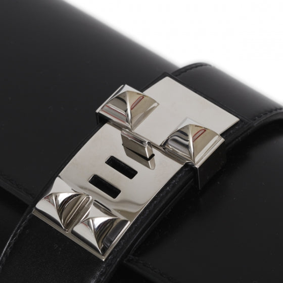 Hermes Box Leather Medor Clutch Black 7 of 11