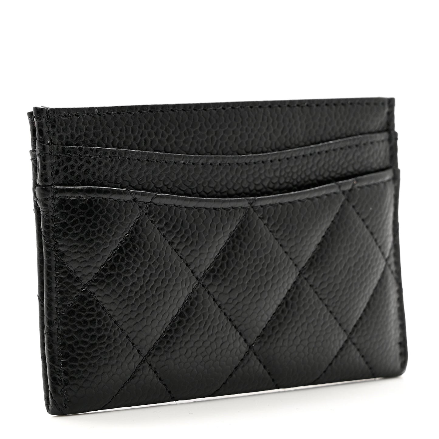 Caviar Quilted Card Holder Black