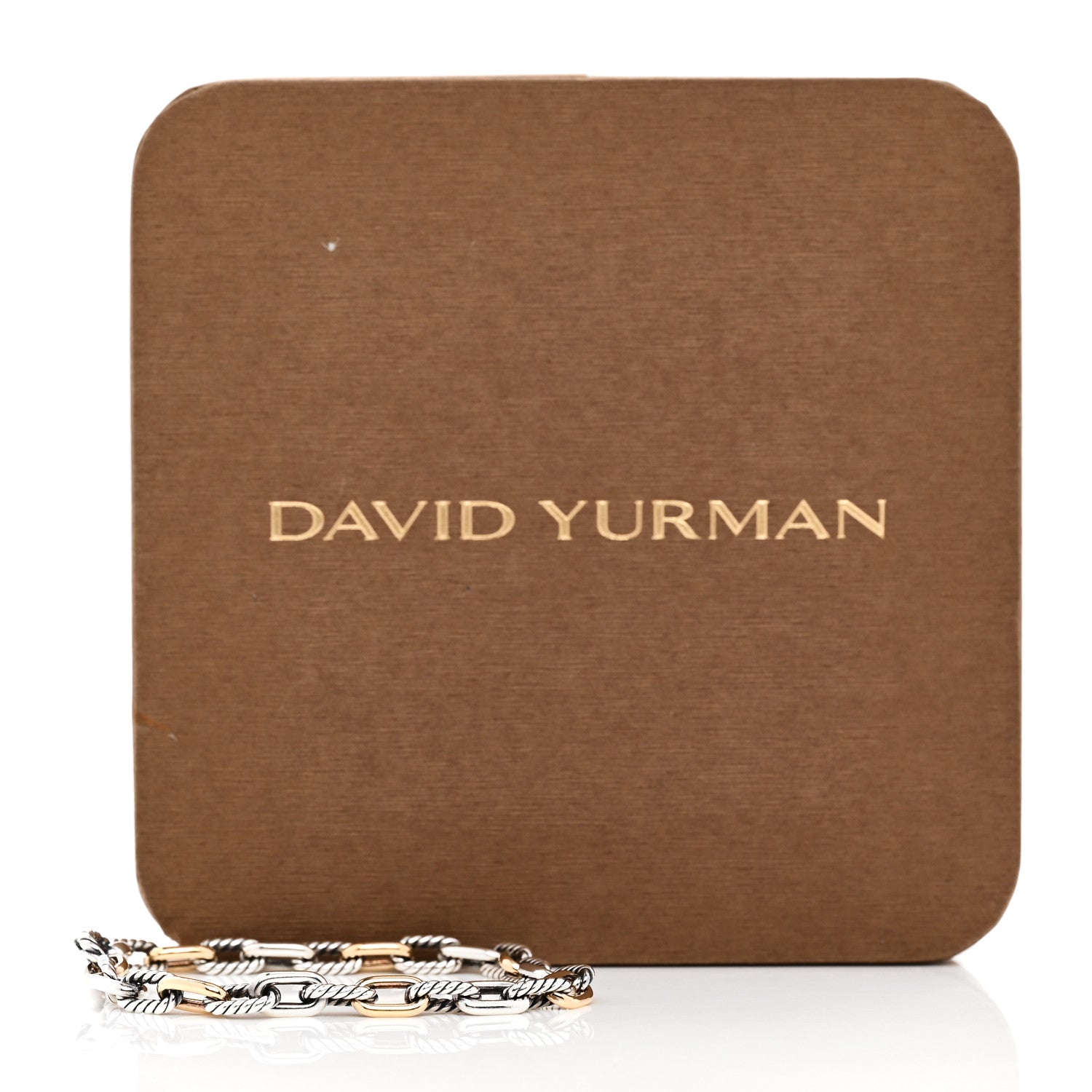 David Yurman Sterling Silver 18K Yellow Gold 5.5mm DY Madison Link Chain Bracelet 4 of 4