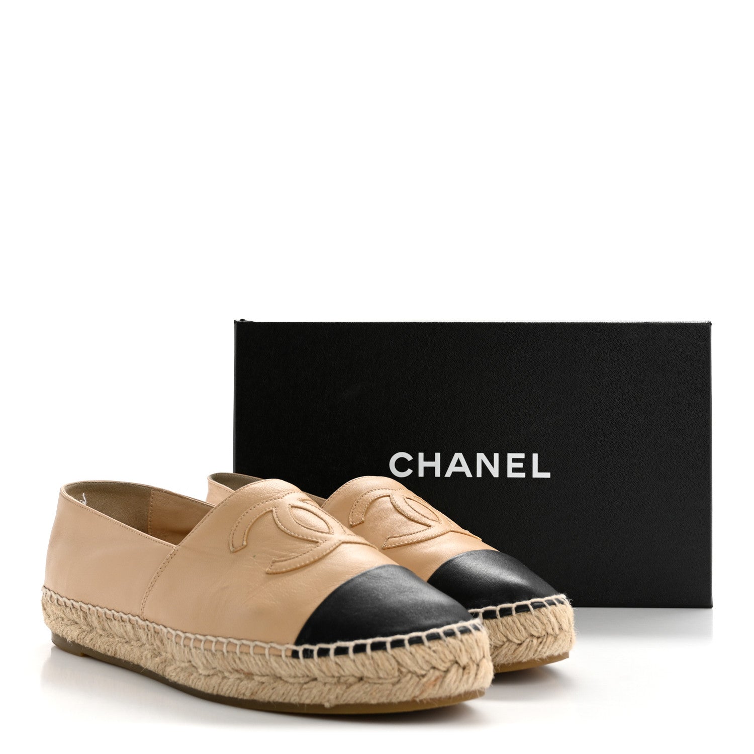 Chanel Lambskin CC Espadrilles 40 Beige Black 10 of 10