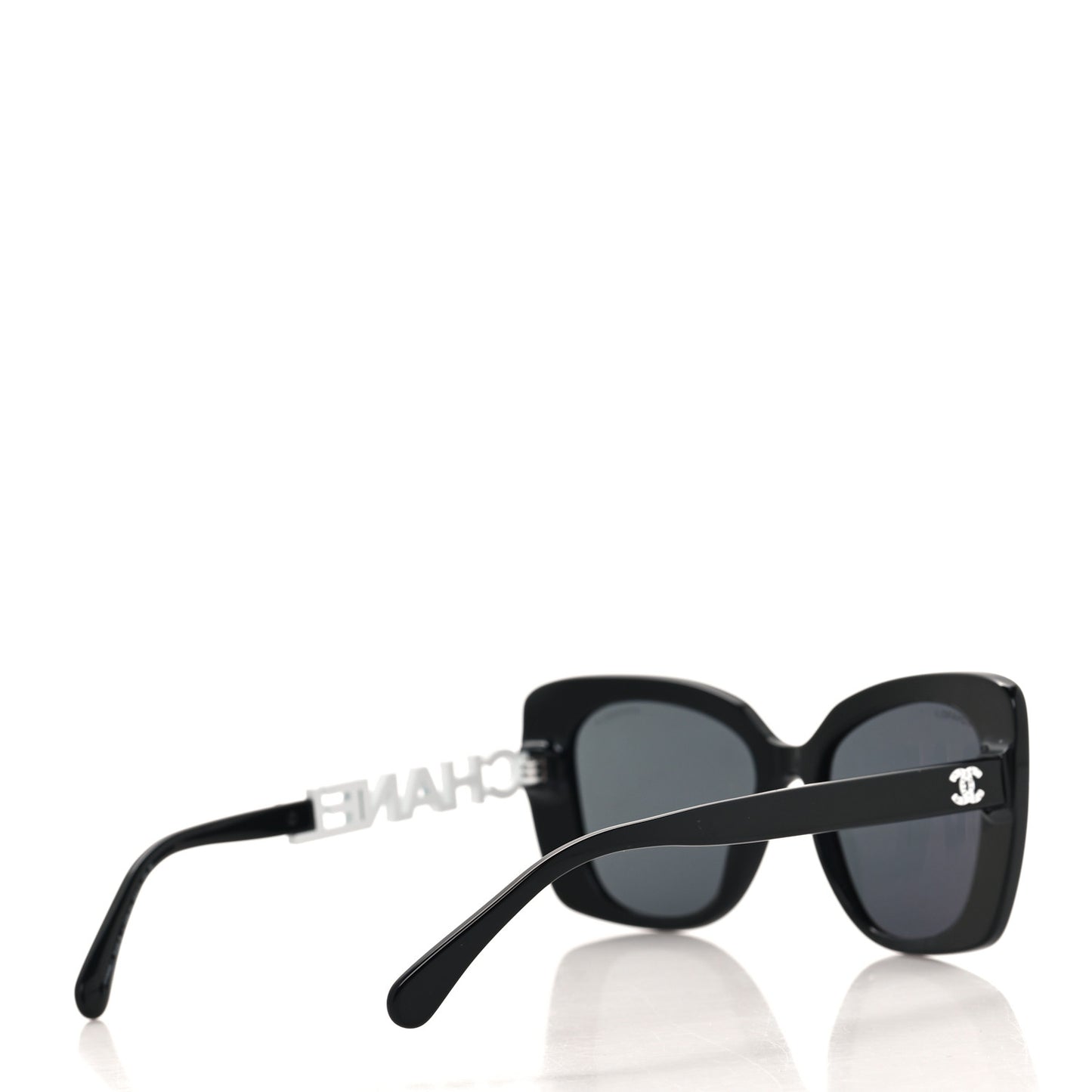 Acetate Strass Square Sunglasses 5422-B-A Black White