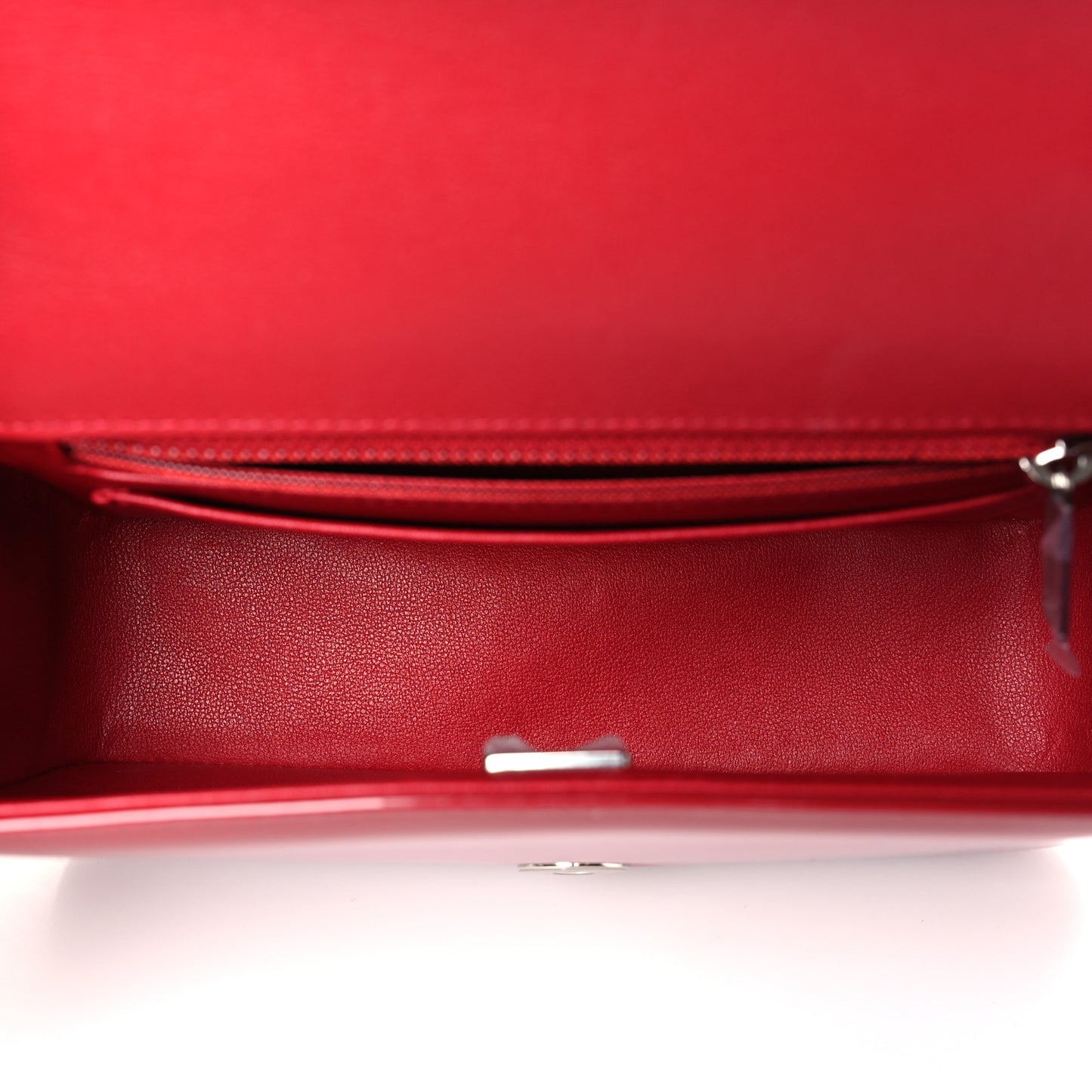 Patent Calfskin Small Camellia Flap Red