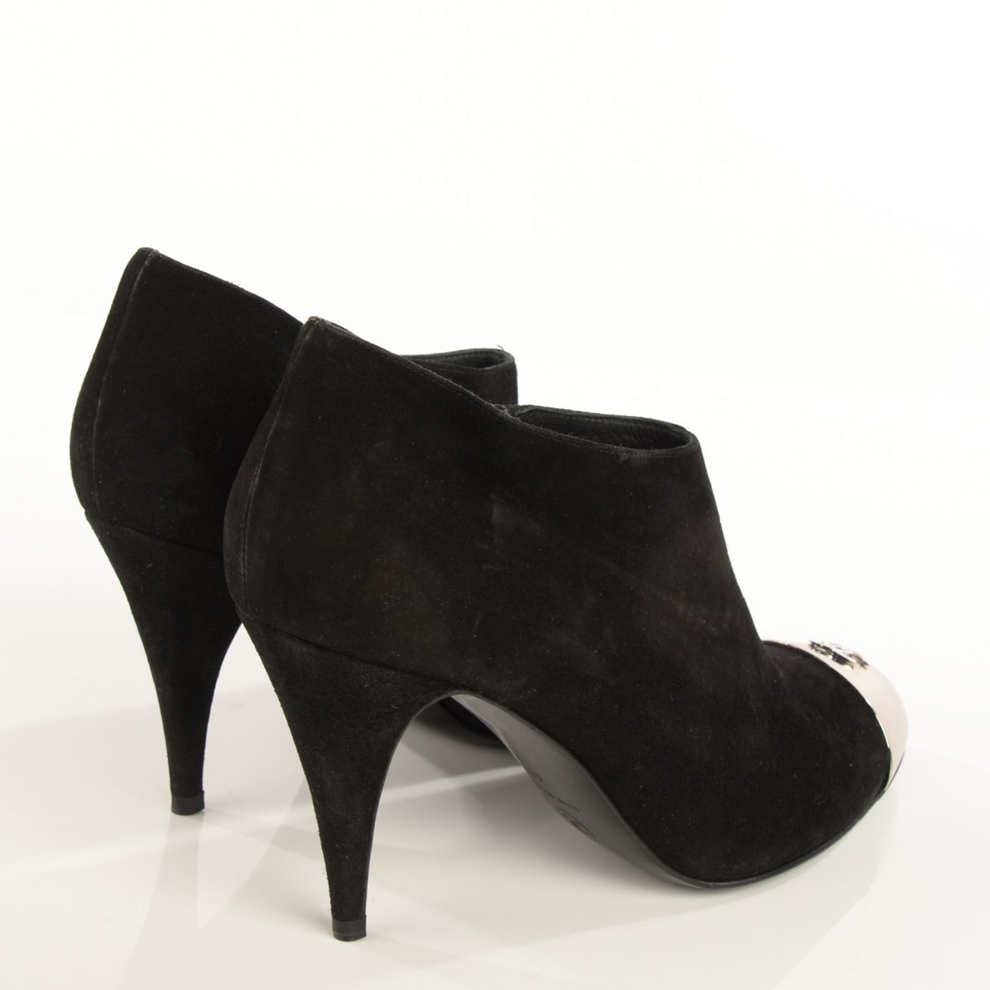 Suede CC Silver Cap Toe Ankle Boots 41 Black