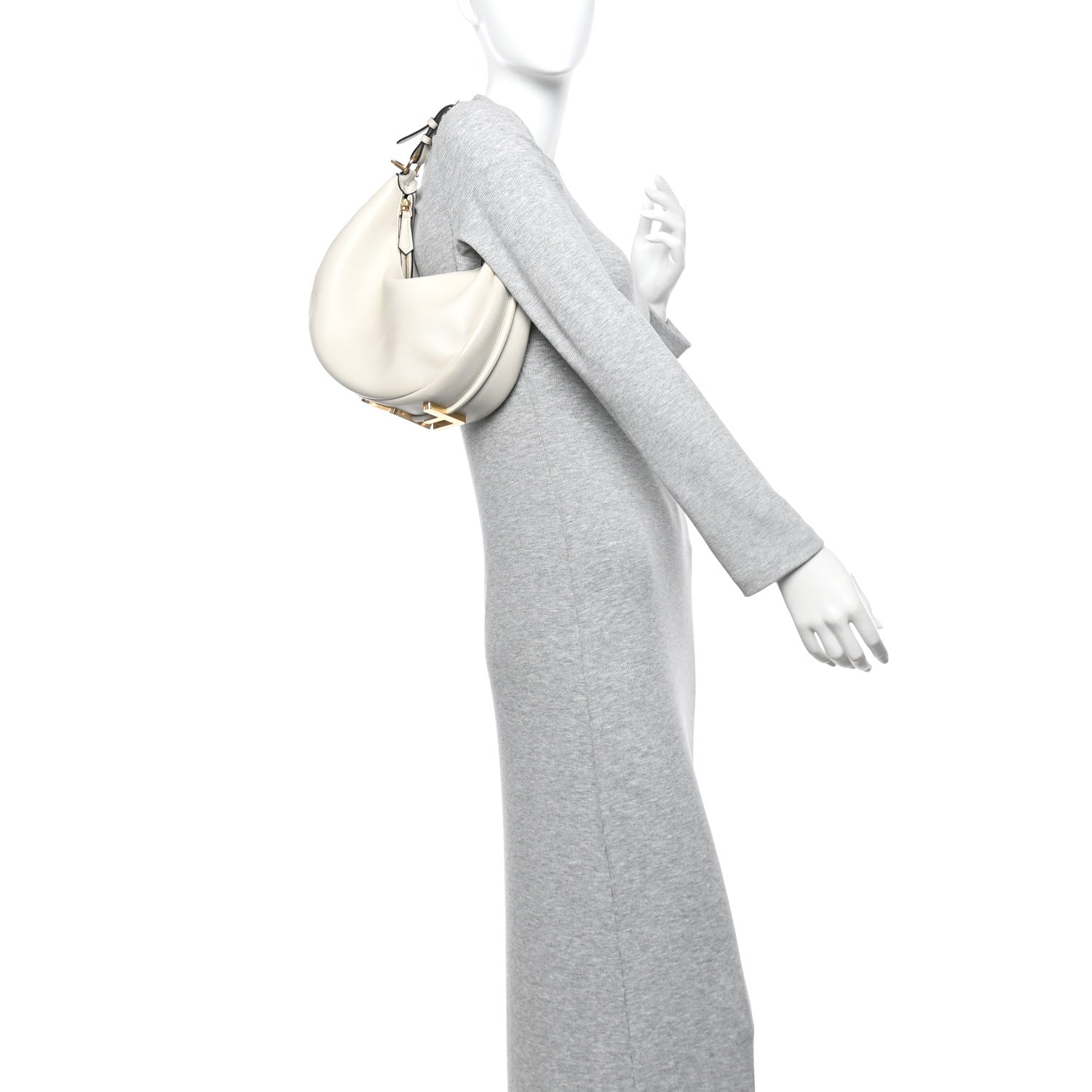 Fendi Vitello Grace Matte Small Fendigraphy Hobo Bag White Ice 2 of 12
