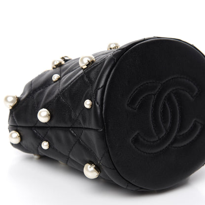 Chanel Lambskin Quilted Pearl Mini About Pearls Drawstring Bag Black 6 of 10
