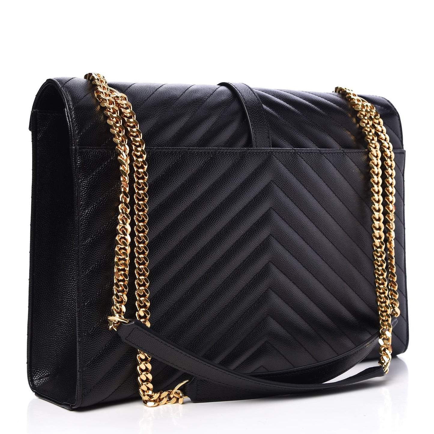 Grain De Poudre Matelasse Chevron Large Monogram Satchel Black