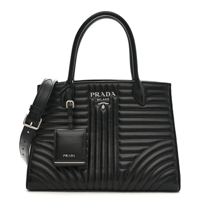Prada Soft Calfskin Impunture Diagramme Tote Black 1 of 10