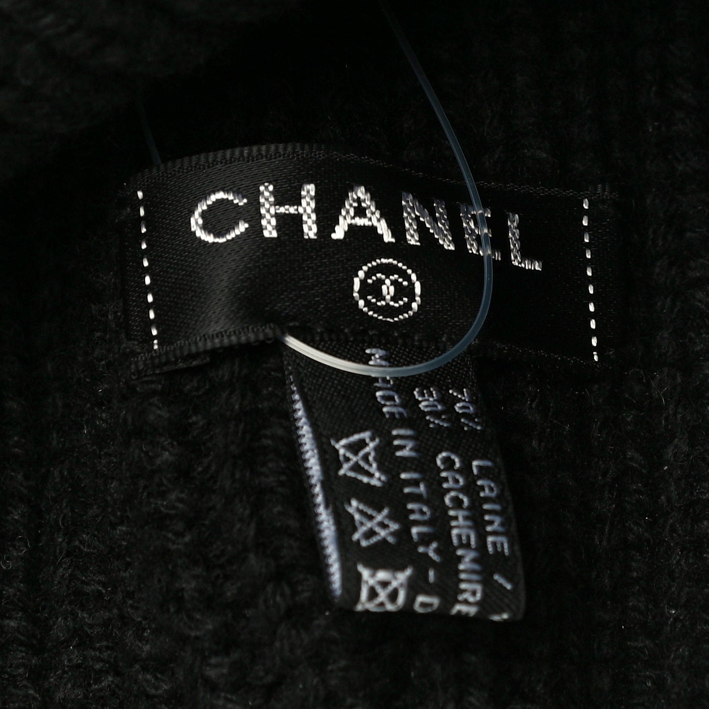 Wool Cashmere CC Beanie Hat Light Black White