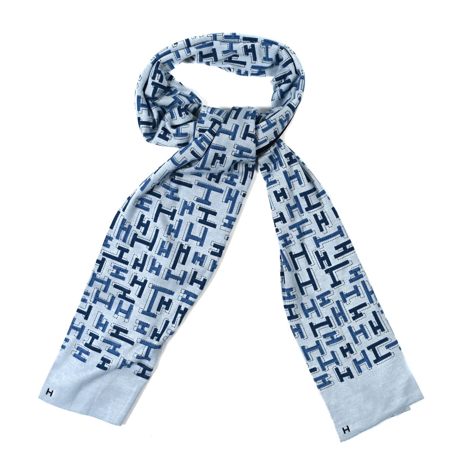 Hermes Cashmere Silk Dedale Muffler Bleu Glacier Bleu 1 of 3