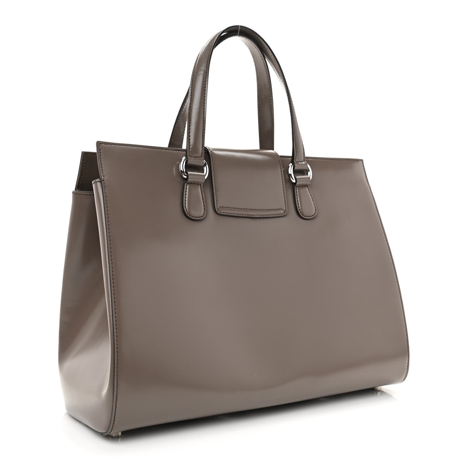 Gucci Regent Calfskin Large Lady Lock Flap Top Handle Bag Grey 3 of 10