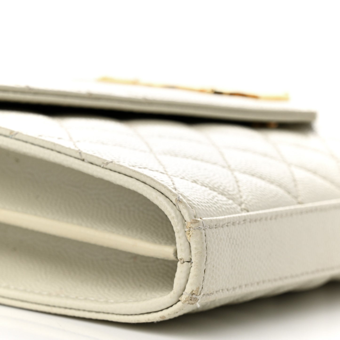 Grain De Poudre Mixed Matelasse Triquilt Monogram Chain Wallet Blanc Vintage