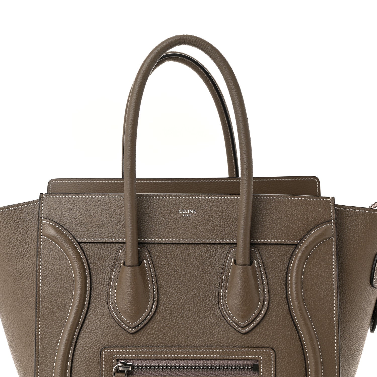 Celine Drummed Calfskin Micro Luggage Souris 7 of 9