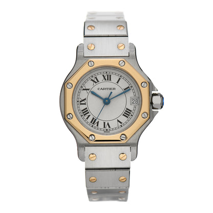 Cartier Stainless Steel 18K Yellow Gold 25mm Santos Octagon Quartz Watch 1 of 5