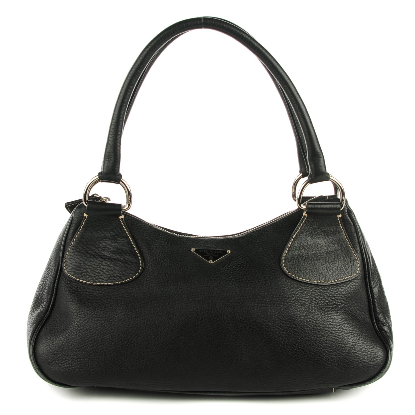 Vitello Daino Box Shoulder Bag Nero Black