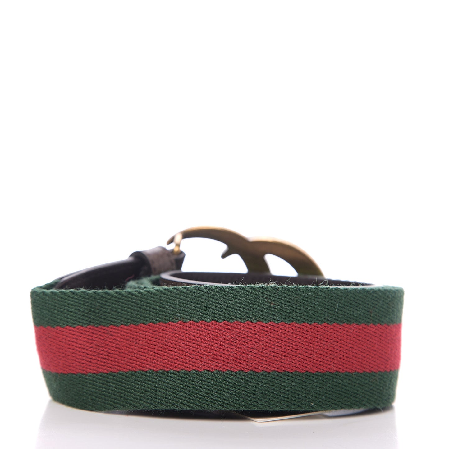 Nylon Textured Calfskin Double G Web 40mm Belt 80 32 Green Red Dark Cocoa