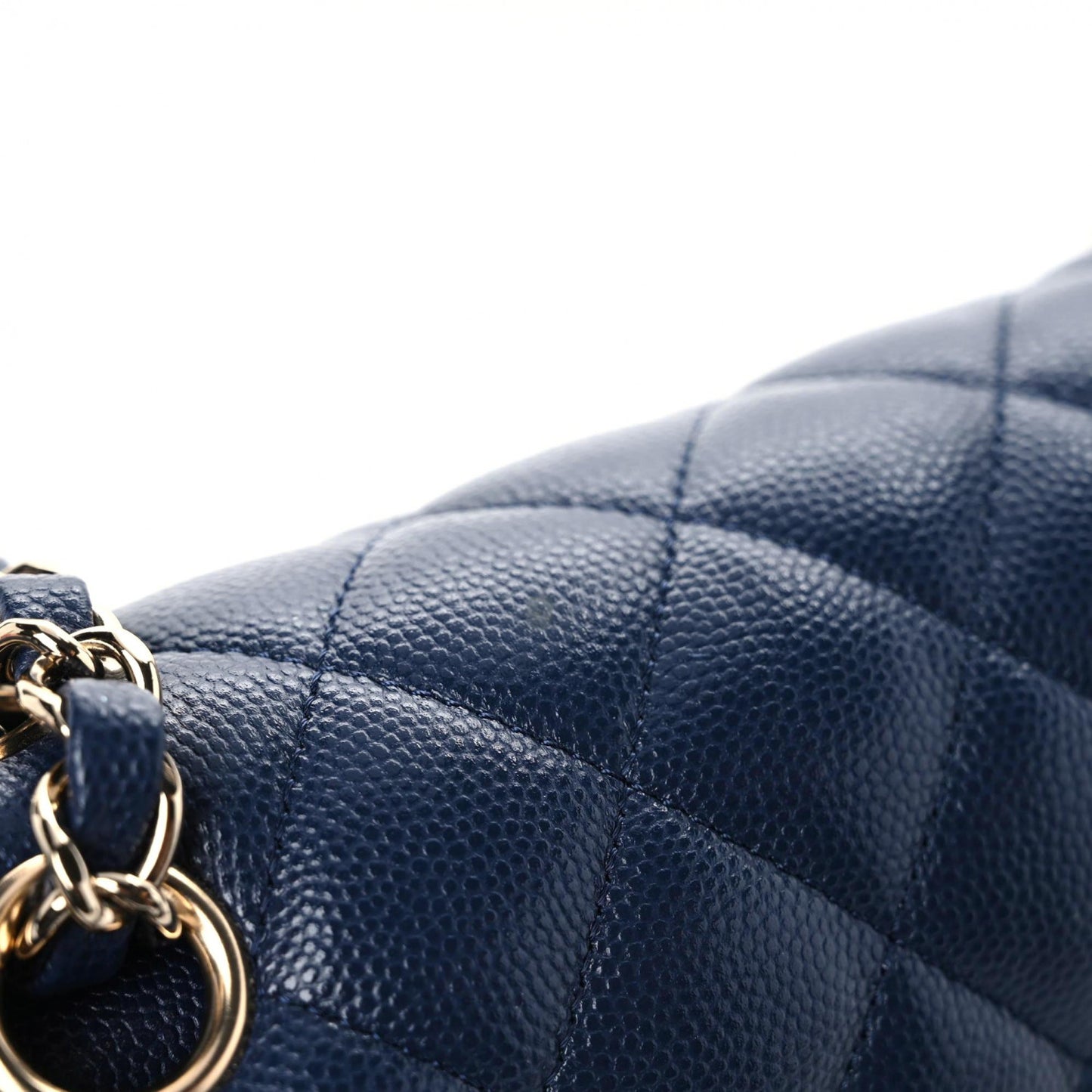 Caviar Quilted Medium Double Flap Navy