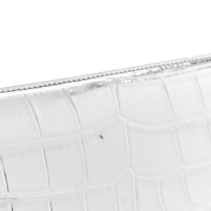 Givenchy Metallic Calfskin Crocodile Embossed Wing Tote Silver 12 of 12