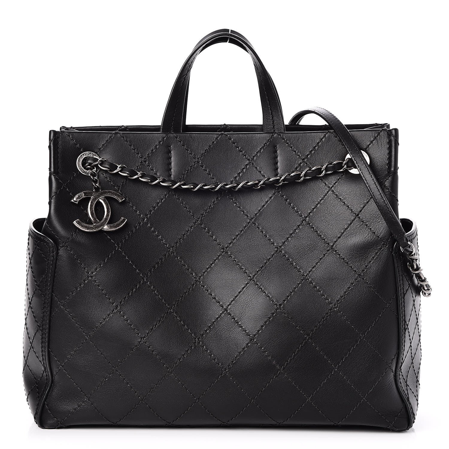 Chanel Calfskin CC Pocket Tote Black 1 of 9