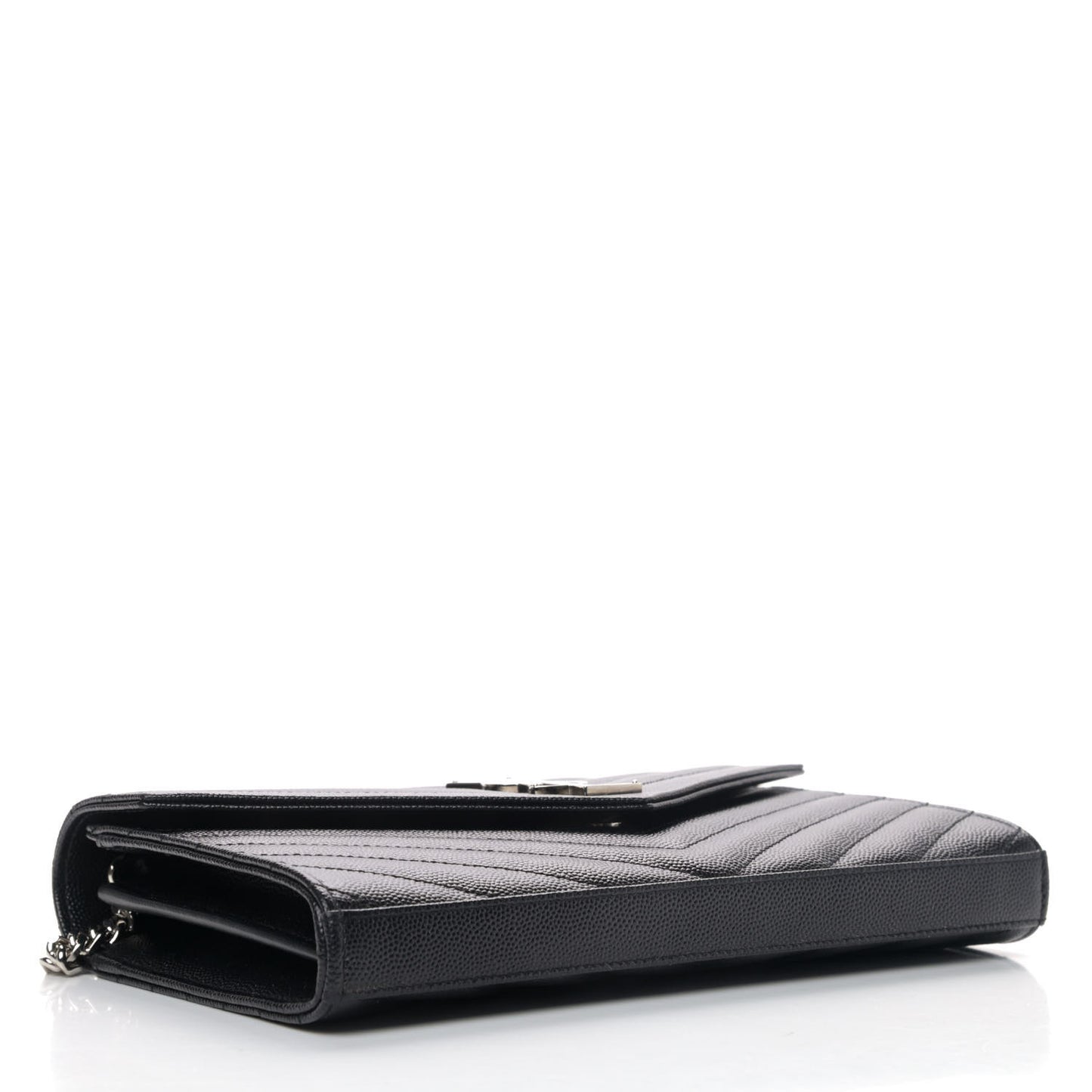 Grain De Poudre Matelasse Chevron Monogram Chain Wallet Black