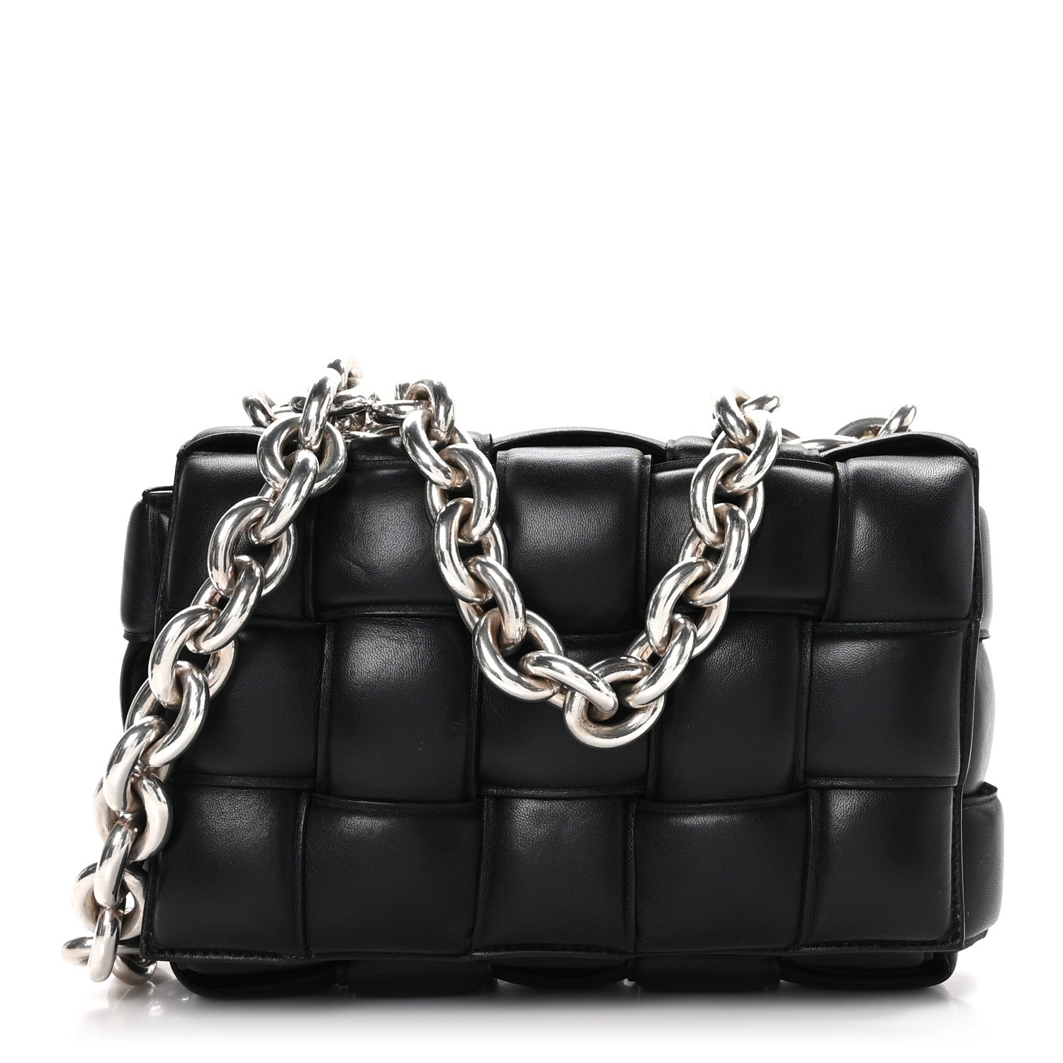 Bottega Veneta Lambskin Maxi Intreccio Padded Chain Cassette Crossbody Bag Black 1 of 14