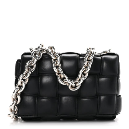 Bottega Veneta Lambskin Maxi Intreccio Padded Chain Cassette Crossbody Bag Black 1 of 14