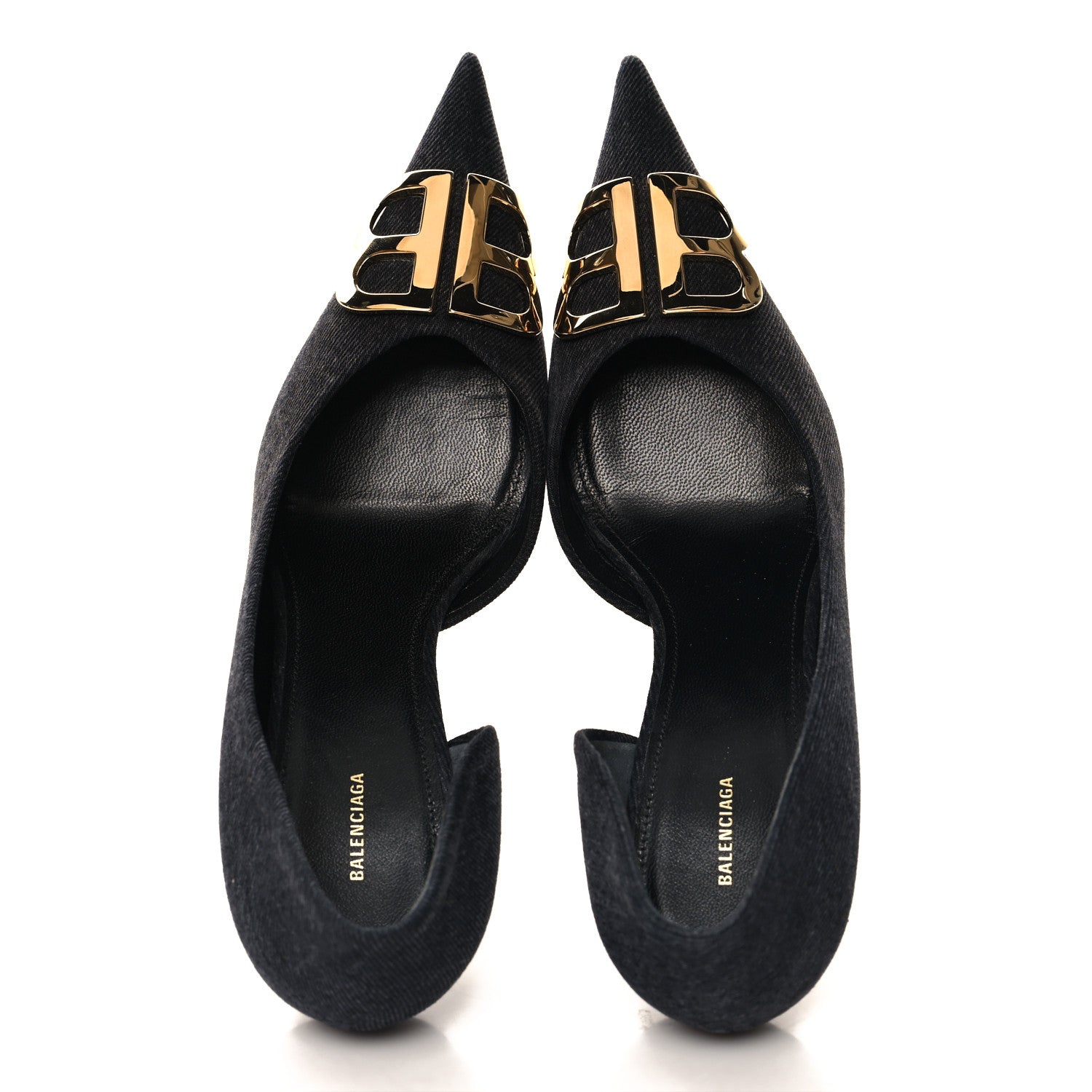 Balenciaga Denim BB D'Orsay Pointed Toe Knife 80mm Pump 39.5 Black 2 of 10