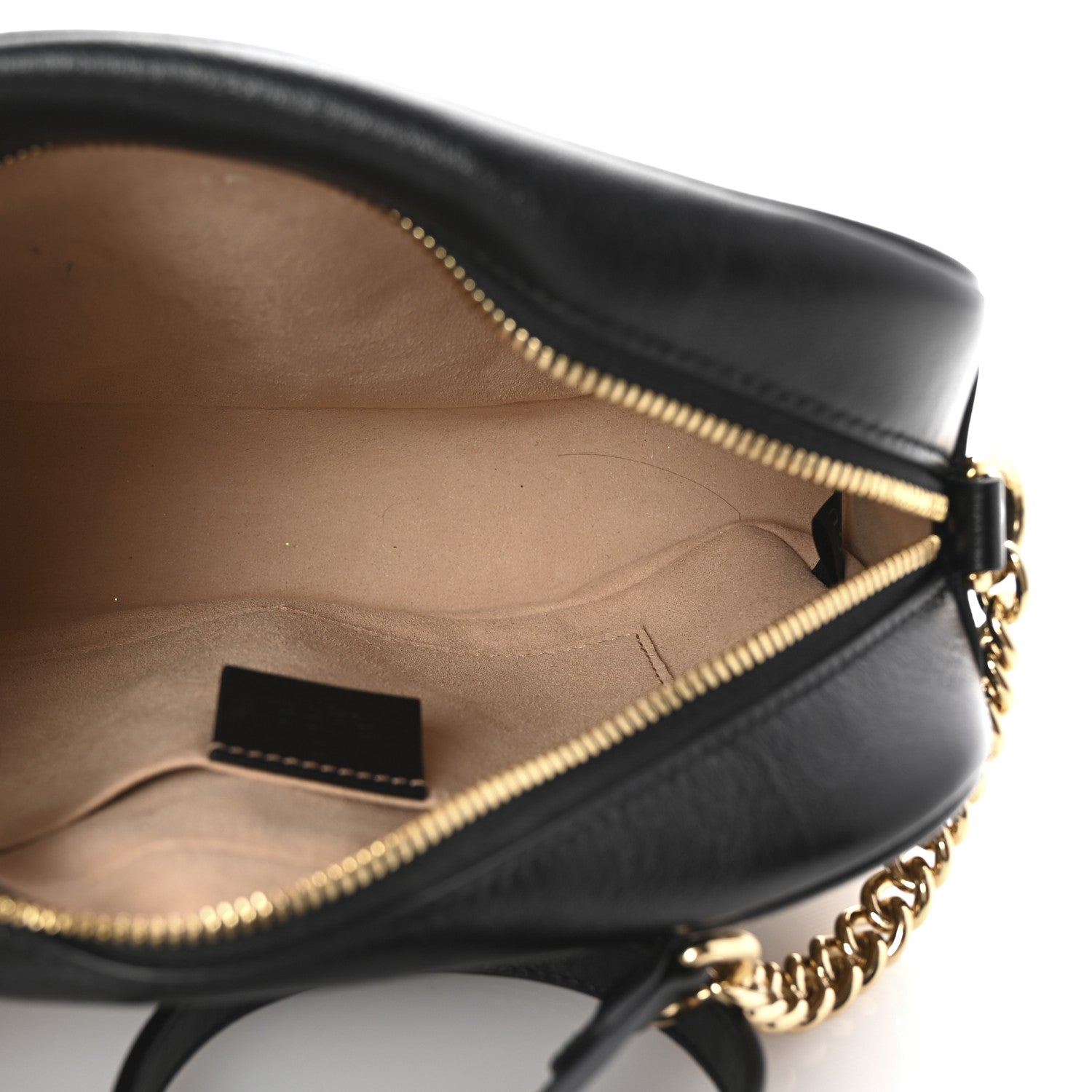 Gucci Monogram Matelasse Diagonal Small GG Marmont Chain Shoulder Bag Beige Black 5 of 10