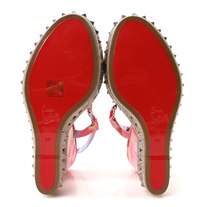 Christian Louboutin Silk Spike Studded Floral Chine Pyraclou 110 Wedge Sandals 39 Multicolor 6 of 9