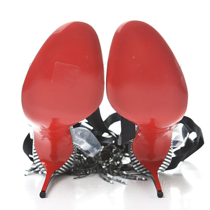 Christian Louboutin Satin PVC Paillette Marie 100 Sandals 37 Black 5 of 8