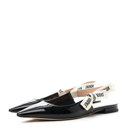 Christian Dior Patent Ribbon J'Adior Slingback Ballet Flats 36.5 Black 3 of 5