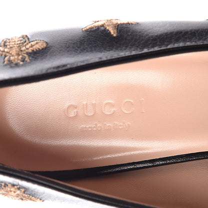 Gucci Quentin Goatskin Bee Star Embroidered GG Marmont Fringe 50mm Loafer Pumps 39 Black 7 of 8