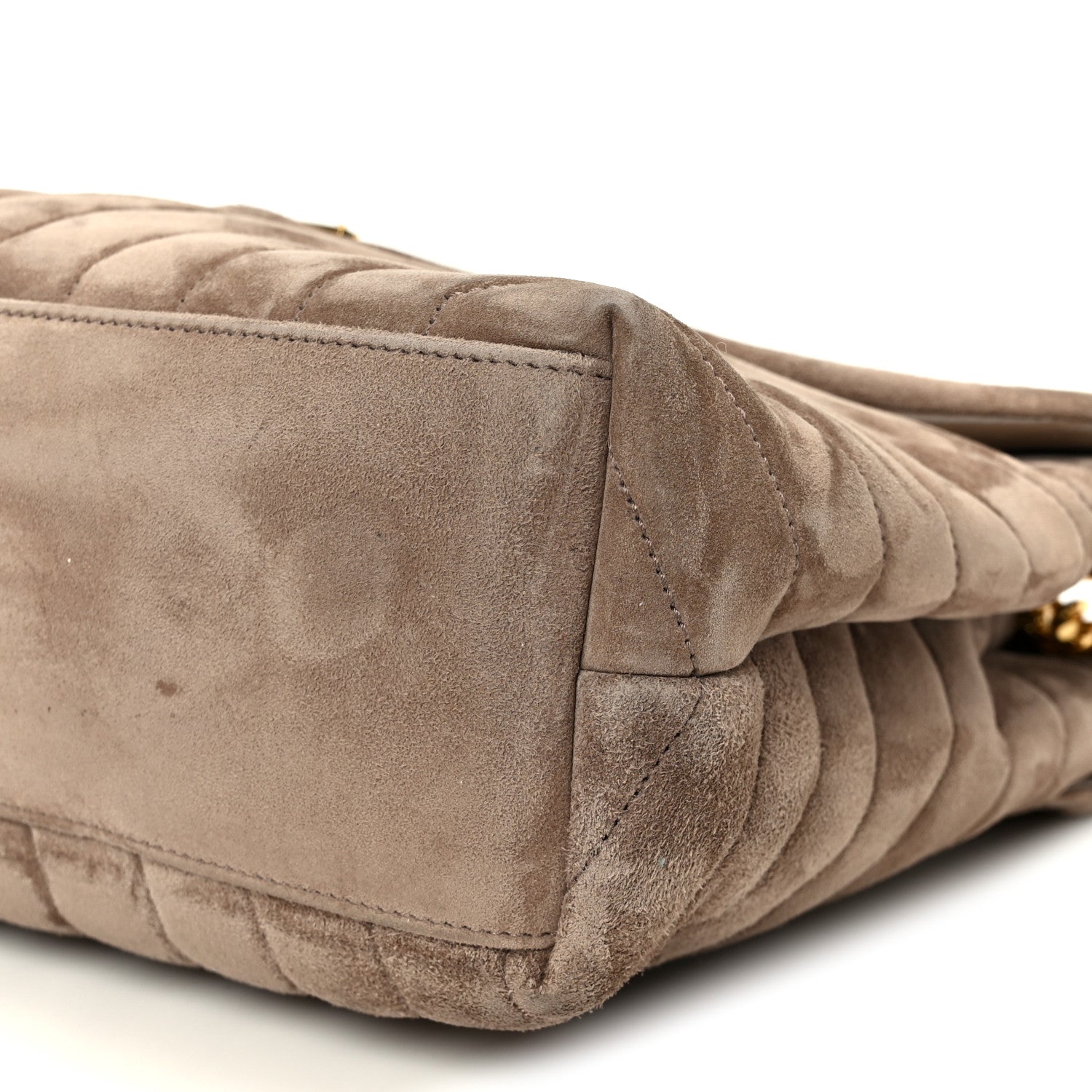 Saint Laurent Suede Y Quilted Monogram Medium Loulou Chain Satchel Taupe 12 of 12