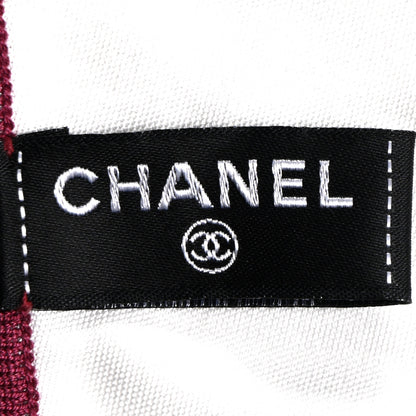 Chanel Silk CC Coco Chanel Logo Scarf White Black Multicolor 4 of 4