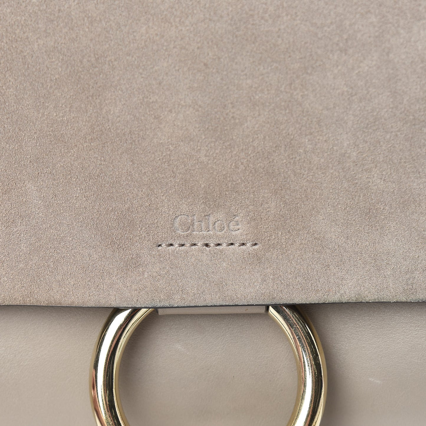 Suede Calfskin Small Faye Shoulder Bag Motty Grey