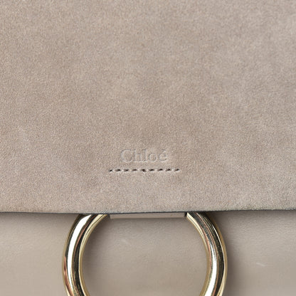 Chloe Suede Calfskin Small Faye Shoulder Bag Motty Grey 17 of 19