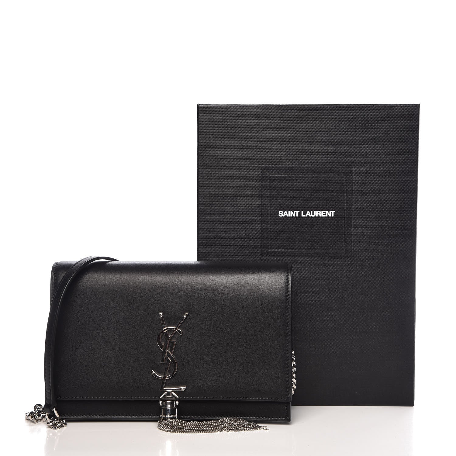 Saint Laurent Smooth Calfskin Classic Monogram Kate Tassel Chain Wallet Black 9 of 9
