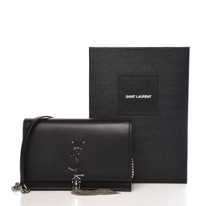 Saint Laurent Smooth Calfskin Classic Monogram Kate Tassel Chain Wallet Black 9 of 9