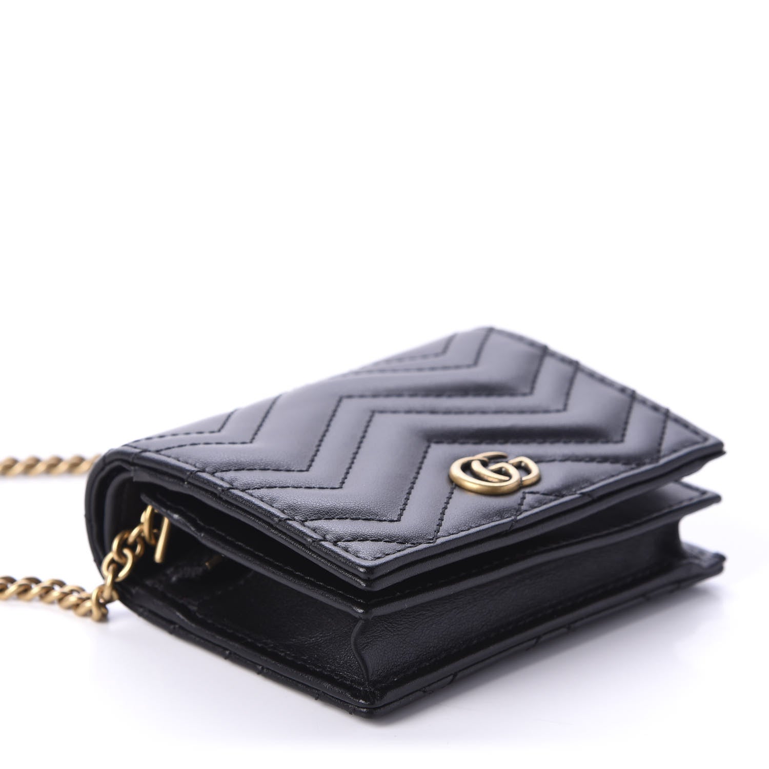Gucci Calfskin Matelasse GG Marmont Mini Wallet On Chain Black 4 of 10