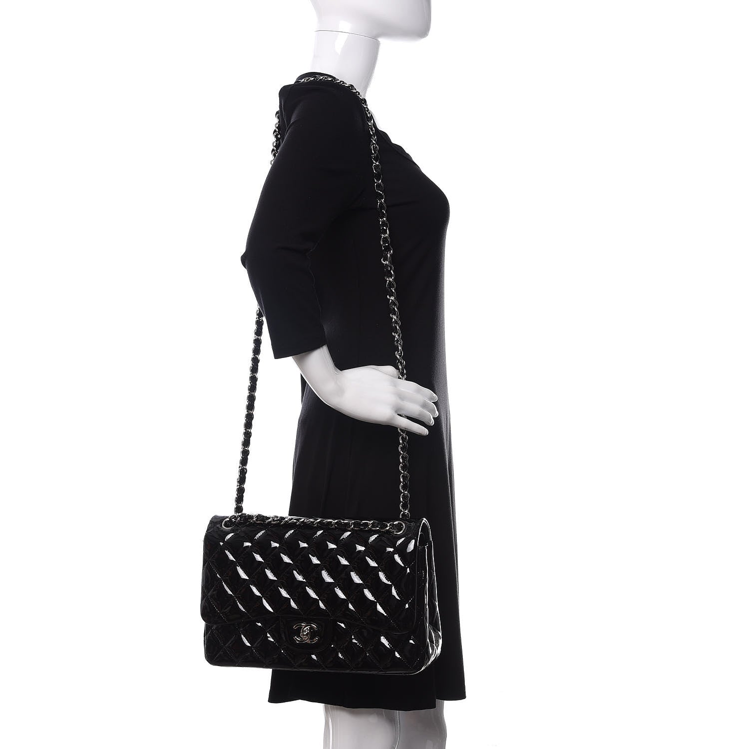 Chanel Patent Quilted Jumbo Double Flap Black 2 of 14