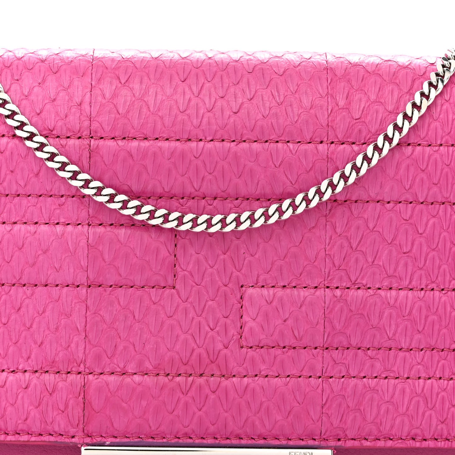 Snakeskin Tube Wallet on Chain Magenta