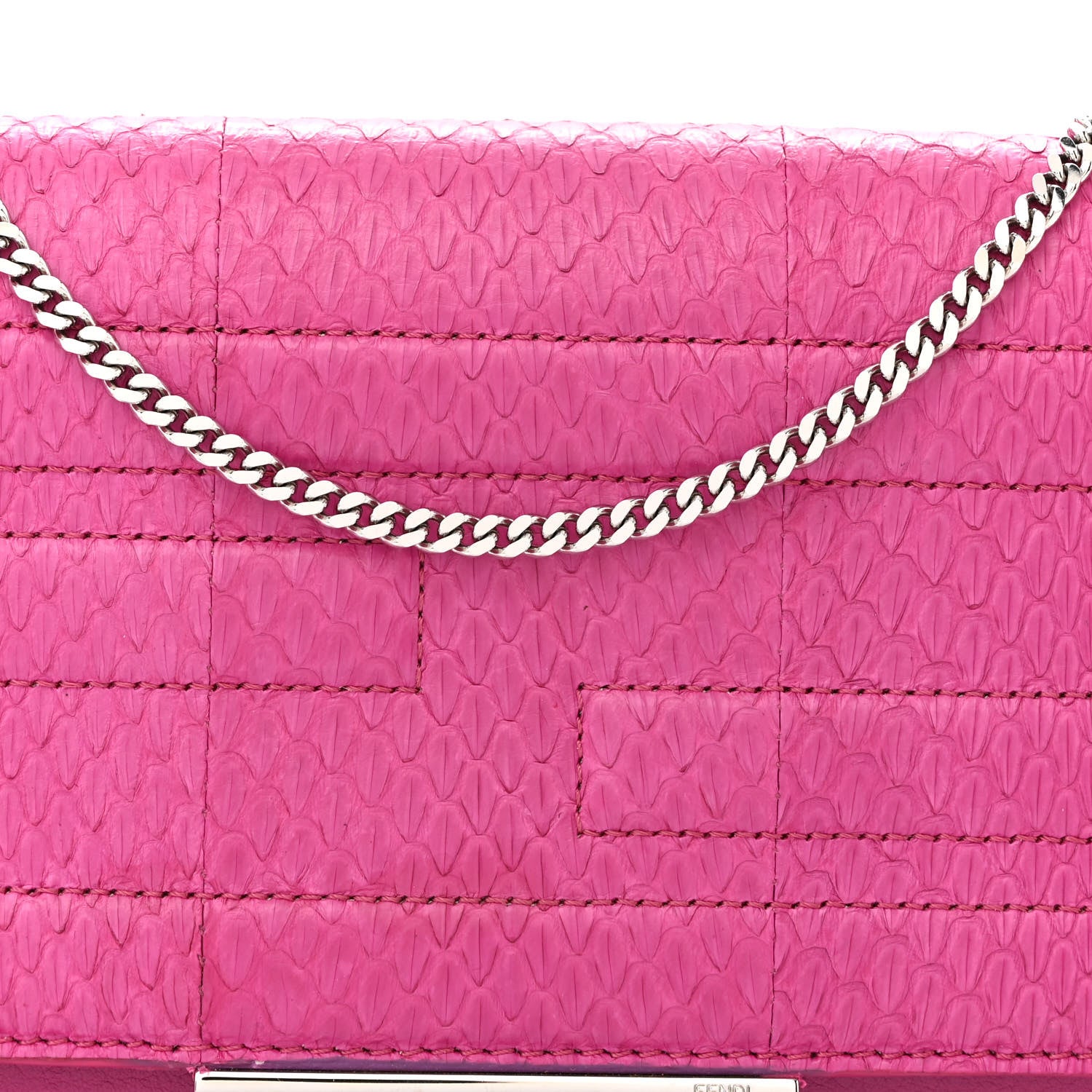 Fendi Snakeskin Tube Wallet on Chain Magenta 9 of 20