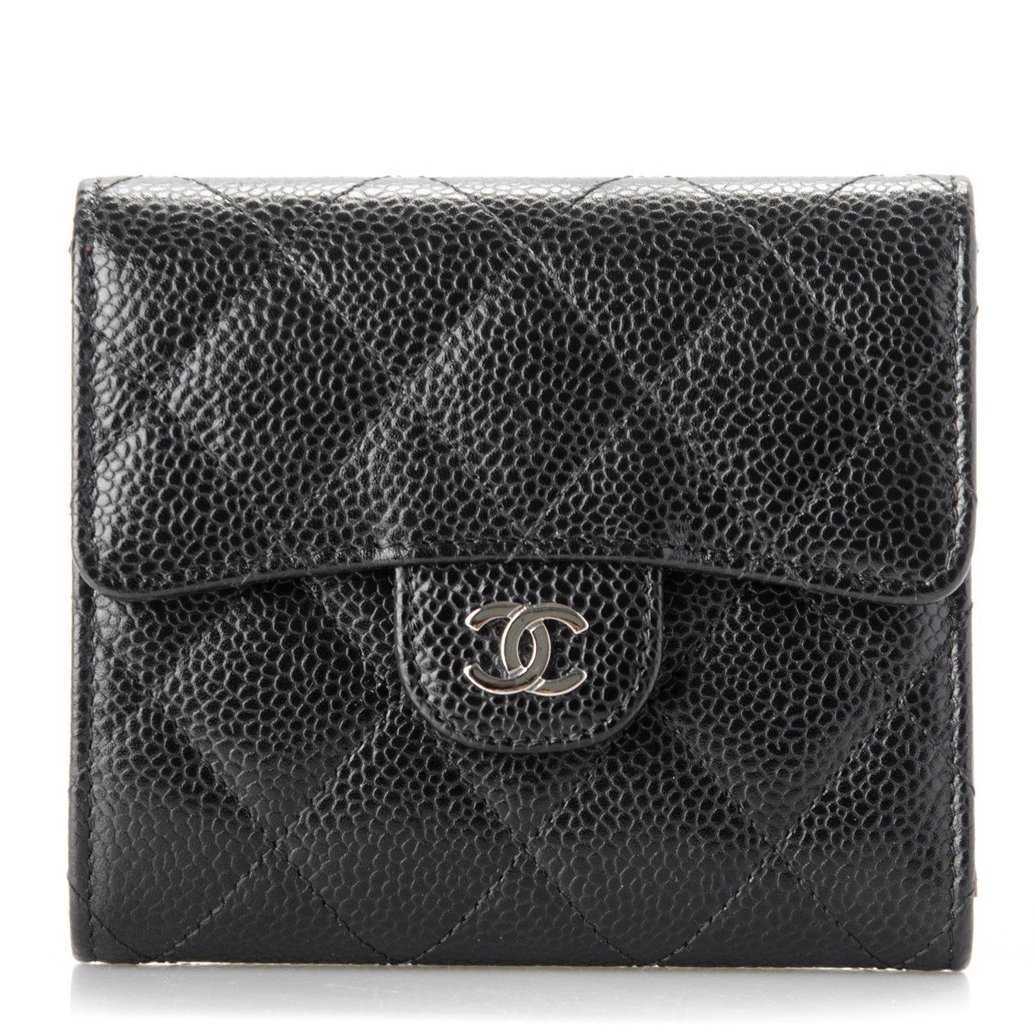 Chanel Caviar Quilted Compact Flap Wallet Black 1 of 8