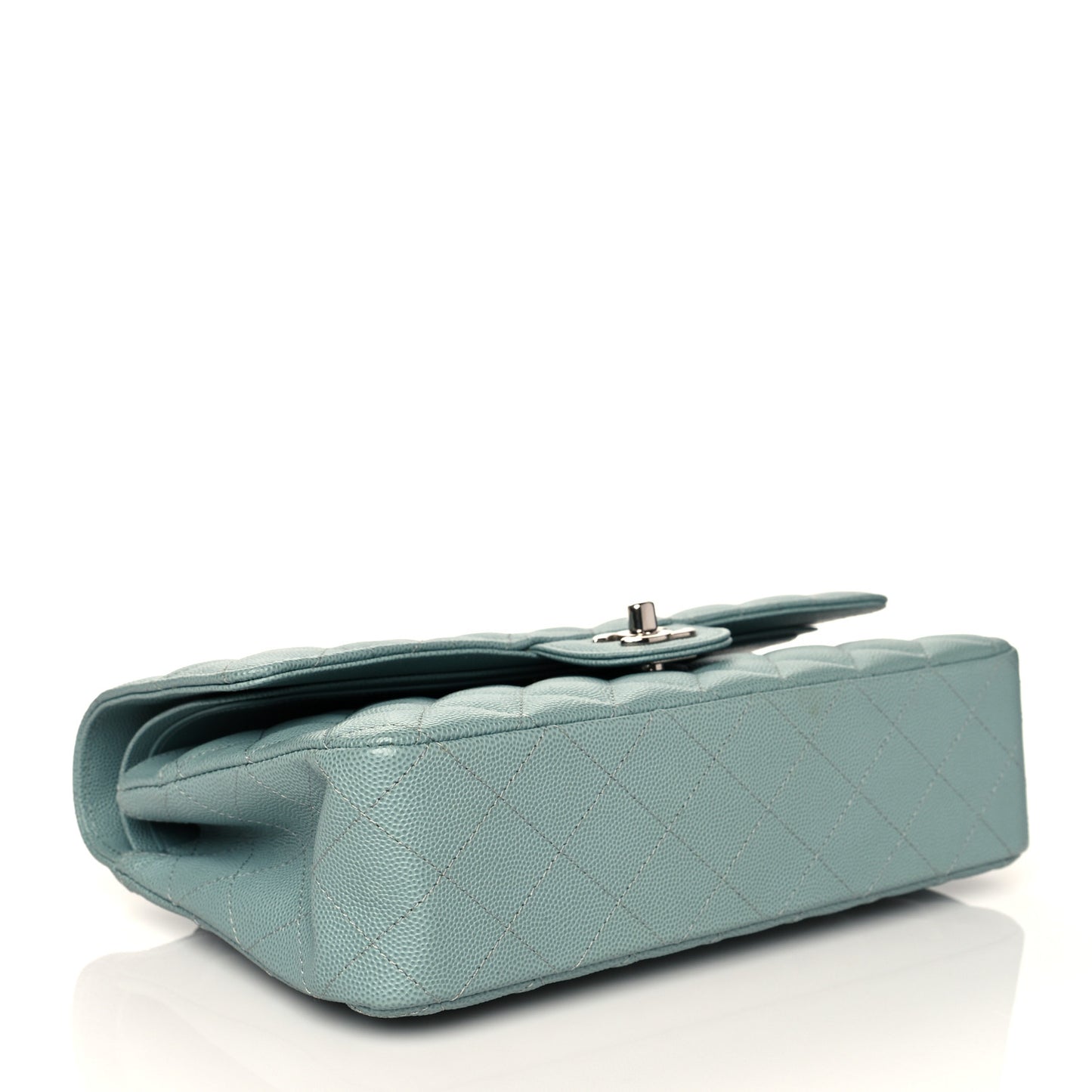 Caviar Quilted Medium Double Flap Green