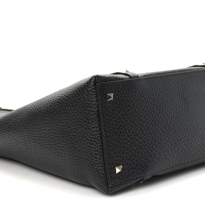 Valentino Garavani Grained Calfskin North South Rockstud Tote Black 9 of 10