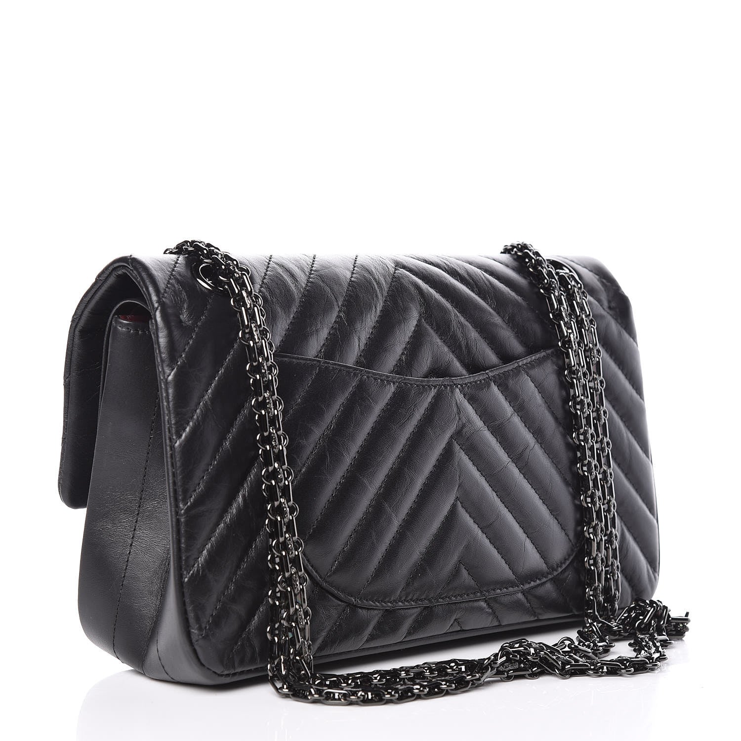 Chanel Aged Calfskin Chevron Quilted 2.55 Reissue 225 Flap So Black 3 of 9